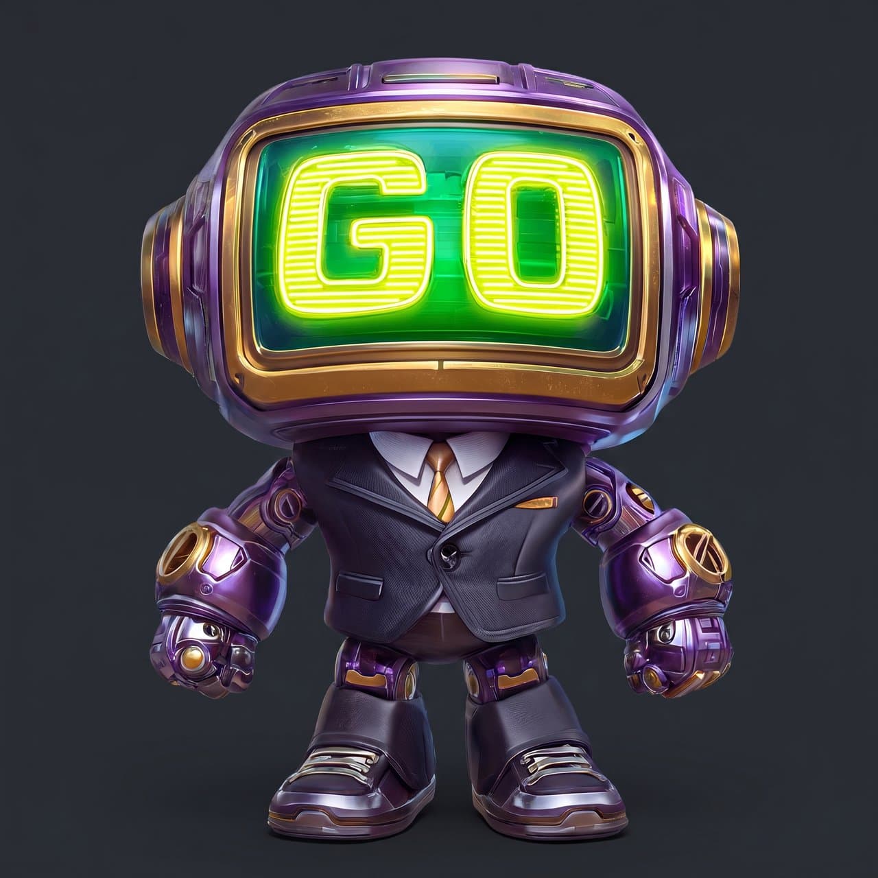 GoBot studio specimen — full mascot shown front-on