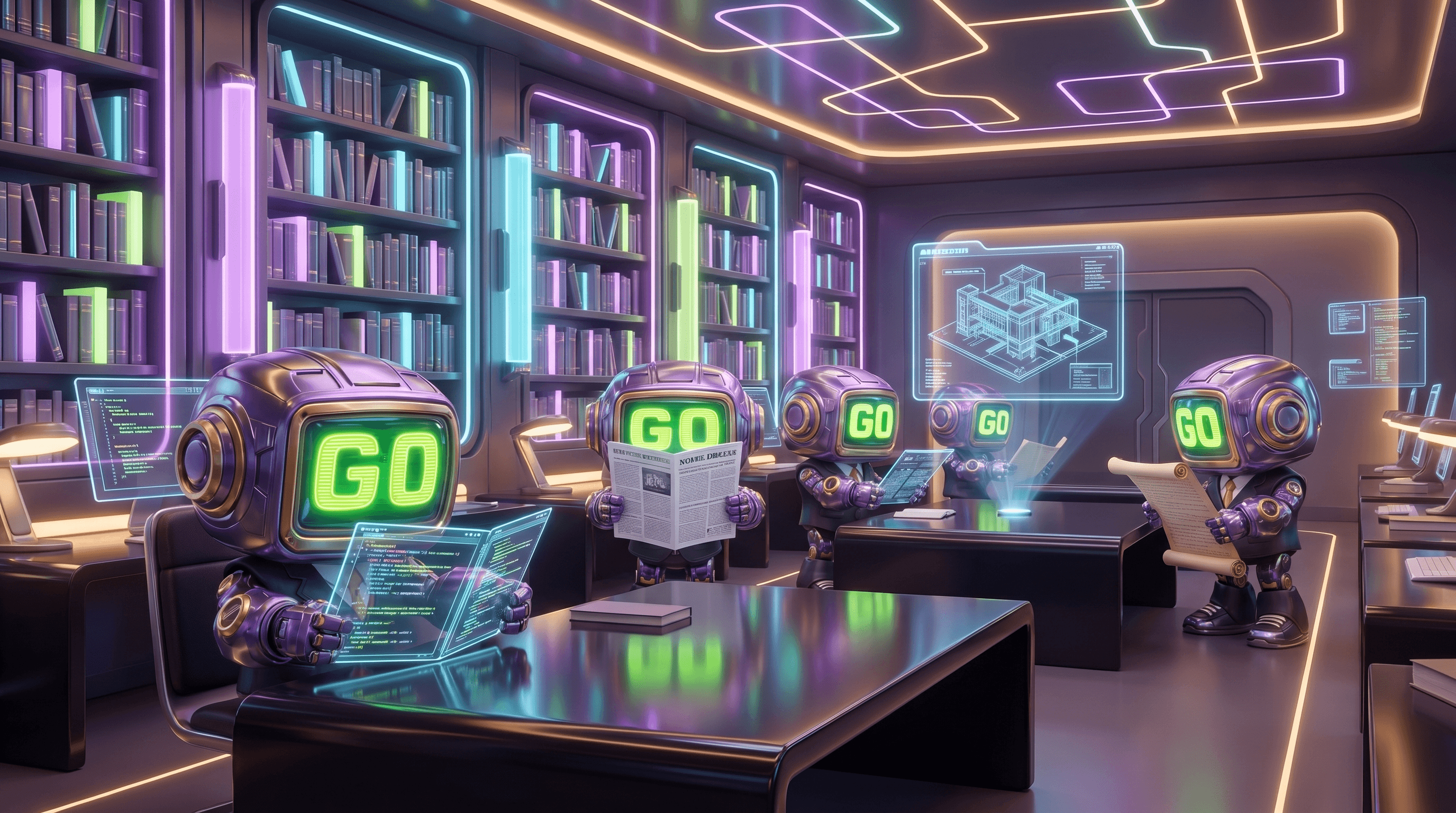GoBot library — multi-agent reading room