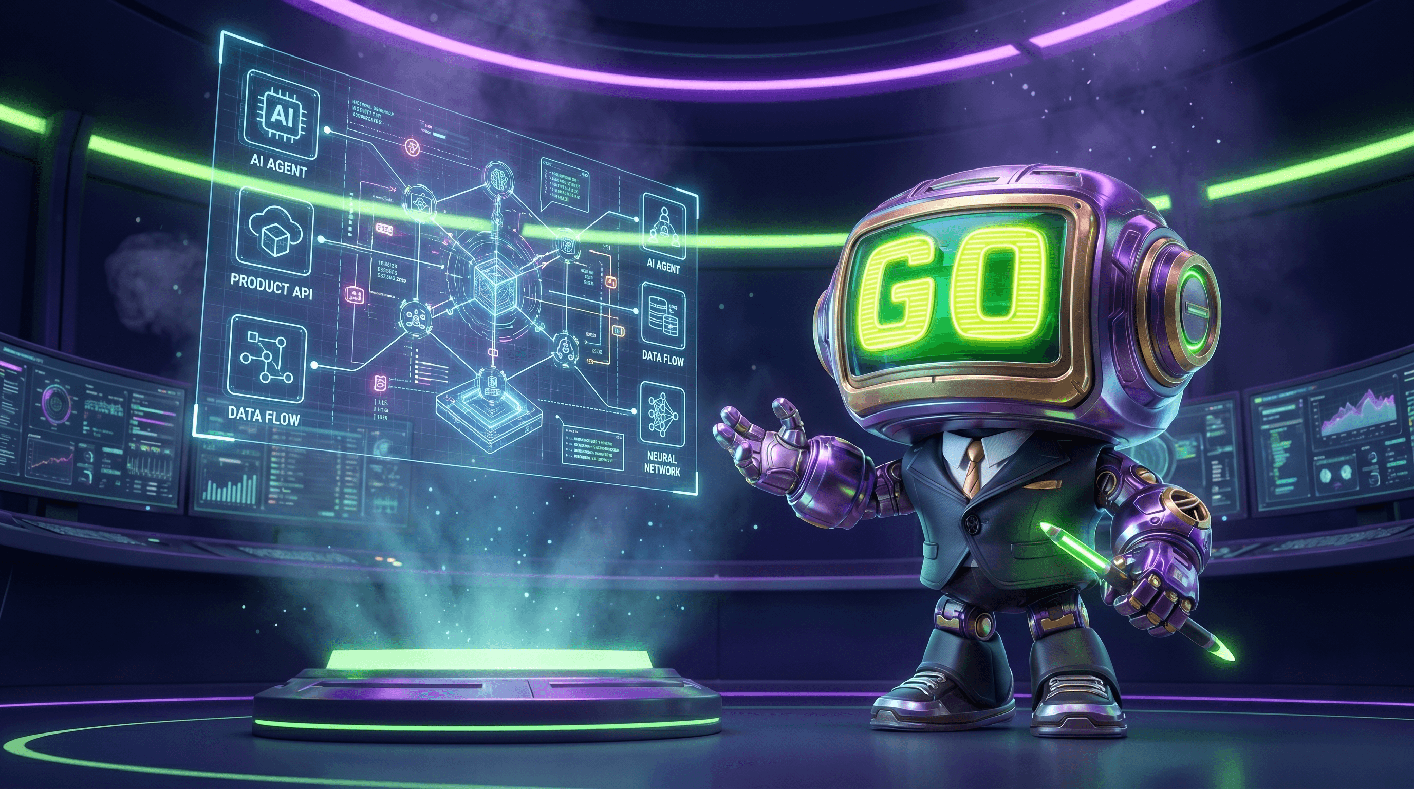 GoBot architect designing a multi-agent system blueprint