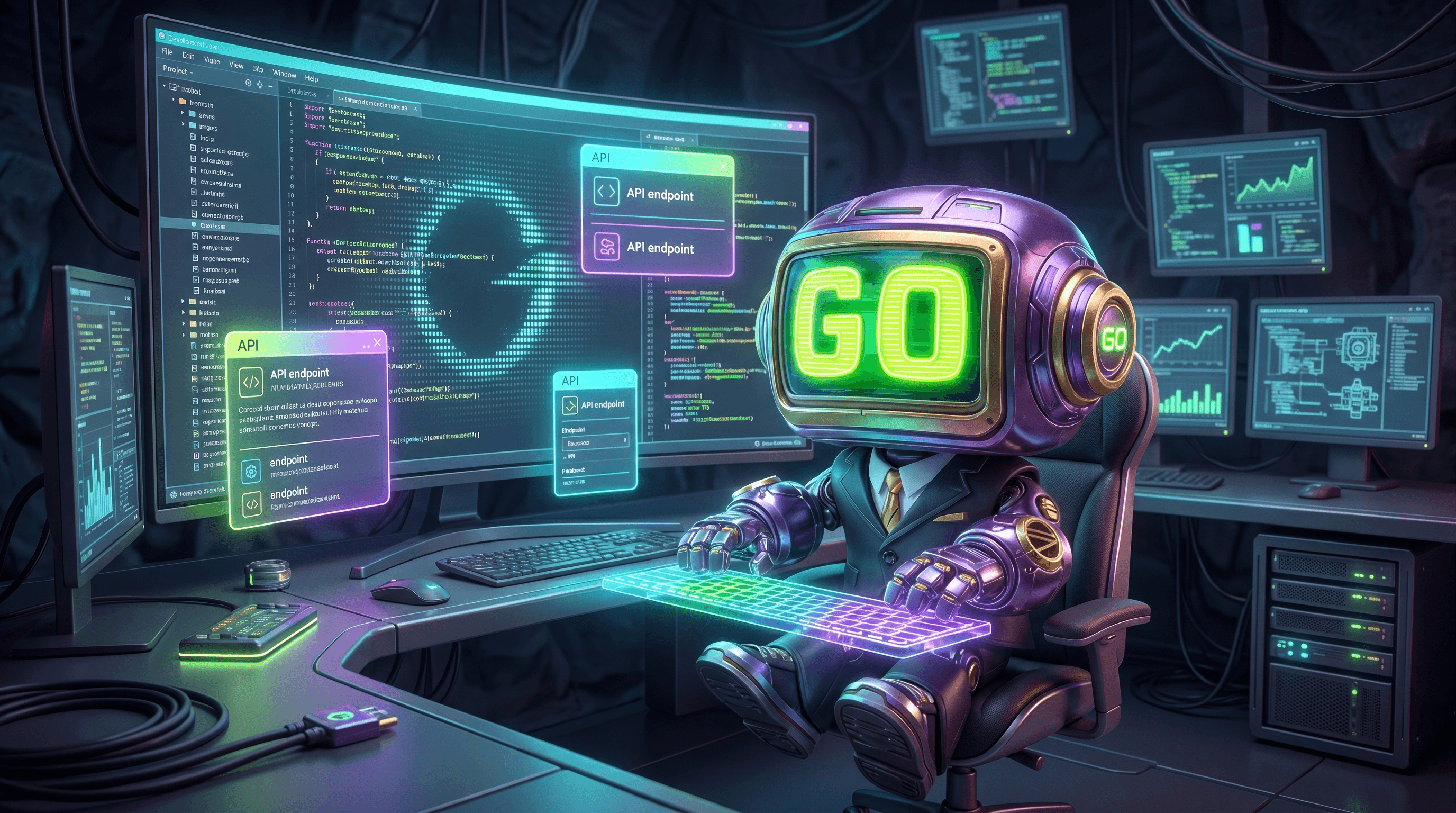 GoBot in a developer terminal — multi-agent API documentation